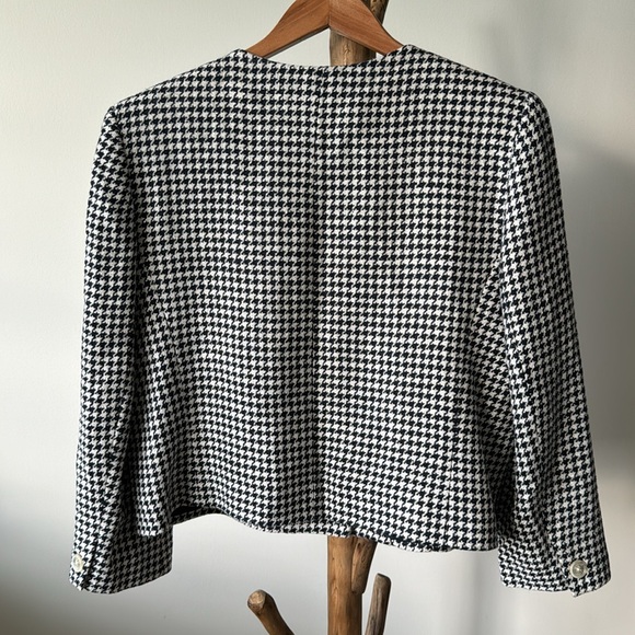 Lauren Ralph Lauren Black & White Houndstooth Boxy Blazer Jacket Sz 14 - Picture 6 of 6